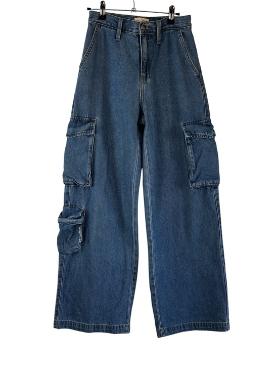 Universal Thread Denim - Universal Thread Wide Leg Cargo Jeans Women’s Size 2R Blue Y2K Utility Skater